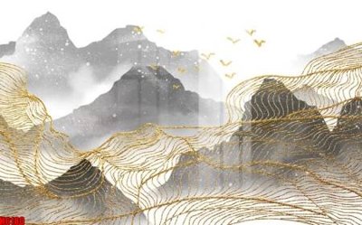 File gốc file tranh nền tường thủy mặc tổng hợp H6180 (in lụa) tranh mã đáo