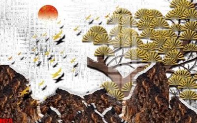 File PSD file tranh nền tường thủy mặc tổng hợp H6211 (nguyên bản) cho thiết kế