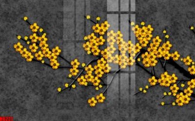 File gốc file tranh nền tường thủy mặc tổng hợp H6221 (in tráng gương) hiện đại