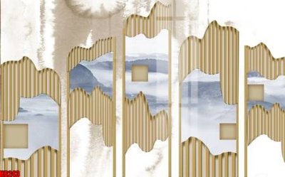 File gốc file tranh nền tường thủy mặc tổng hợp H6243 (in tráng gương) ốp tường