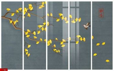 File tranh trang trí file tranh nền tường thủy mặc tổng hợp H6273 (file gốc)