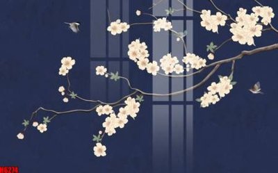 Tải file file tranh nền tường thủy mặc tổng hợp H6274 (gốc) chủ đề hoa sen