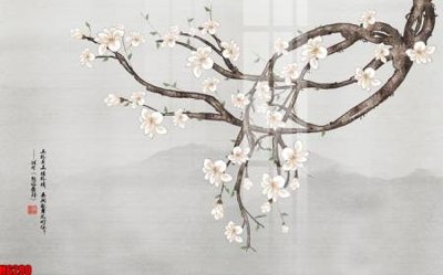 Download file gốc file tranh nền tường thủy mặc tổng hợp H6290 (in lụa) hoa lá