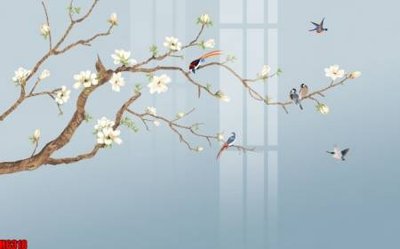 File gốc file tranh nền tường thủy mặc tổng hợp H6318 (thiết kế) cho in ấn