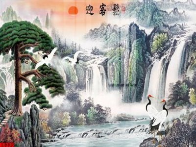 Tải file file tranh nền tường thủy mặc tổng hợp H6336 (gốc) in tranh tráng gương