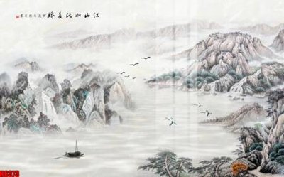 File tranh file tranh nền tường thủy mặc tổng hợp H6373 (file gốc) chủ đề phong thủy