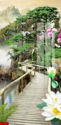 File in mica file tranh nền tường thủy mặc tổng hợp H6423 (ảnh gốc) đẹp