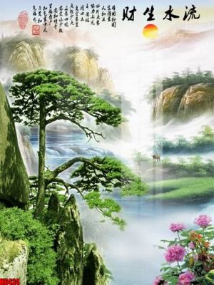 File gốc file tranh nền tường thủy mặc tổng hợp H6424 (phiên bản chuẩn) để in ấn