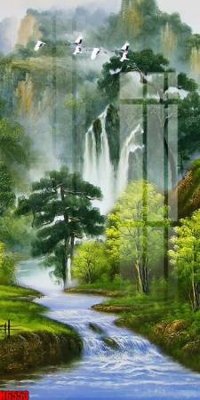 File gốc file tranh nền tường thủy mặc tổng hợp H6553 cho in ấn và thiết kế