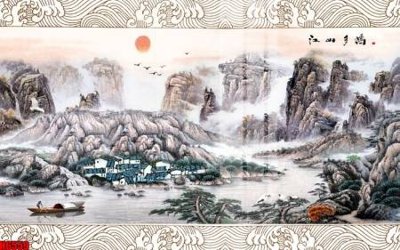 Cung cấp file tranh gốc file tranh nền tường thủy mặc tổng hợp H6559 độc quyền