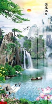 File ảnh file tranh nền tường thủy mặc tổng hợp H6570 (gốc) cho trang trí nhà hàng