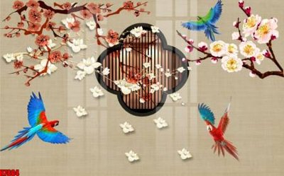 File gốc File tranh gốc tổng hợp tranh nền tường đẹp H7804 (in lụa) tranh phong thủy