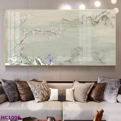 File gốc in ấn File tranh hoa và chim tối giản trung quốc HC1005 độ phân giải cao