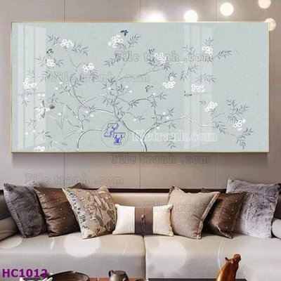 File gốc File tranh hoa và chim tối giản trung quốc HC1012 (trang trí) phòng ngủ