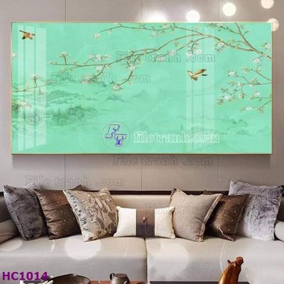 File gốc File tranh hoa và chim tối giản trung quốc HC1014 (in mica) cắt laser