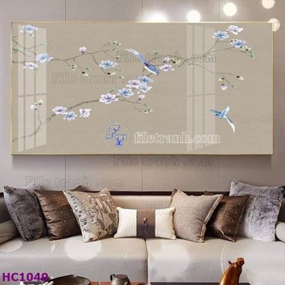 File tranh File tranh hoa và chim tối giản trung quốc HC1040 (ảnh gốc) in trần nhà