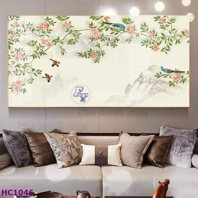 File tranh File tranh hoa và chim tối giản trung quốc HC1046 (gốc) chủ đề trừu tượng