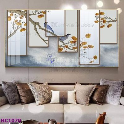 File gốc File tranh hoa và chim tối giản trung quốc HC1070 (thiết kế) độc quyền