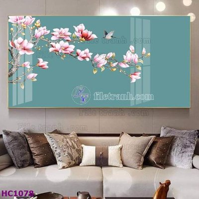 File tranh File tranh hoa và chim tối giản trung quốc HC1078 (bản gốc) trang trí văn phòng