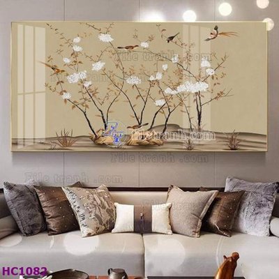 File ảnh File tranh hoa và chim tối giản trung quốc HC1082 (gốc) cho trang trí nội thất