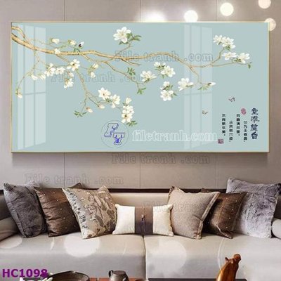 File ảnh gốc File tranh hoa và chim tối giản trung quốc HC1098 (chuyên in mica)
