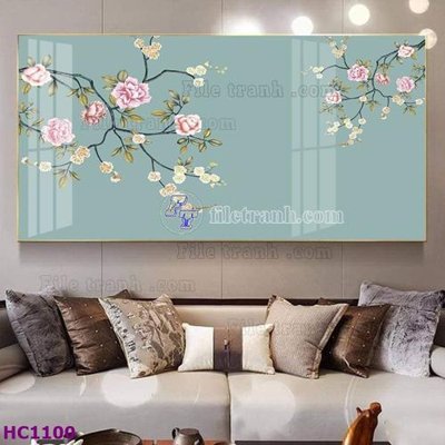 File in trần File tranh hoa và chim tối giản trung quốc HC1100 (bản gốc) 5D