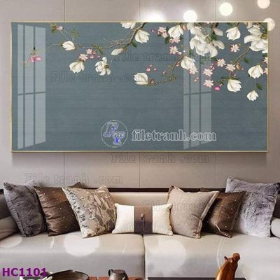 File in trần File tranh hoa và chim tối giản trung quốc HC1101 (file gốc) hoa văn 3D