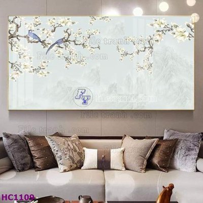 Tải file gốc File tranh hoa và chim tối giản trung quốc HC1109 (in bạt) quảng cáo