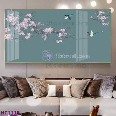 File in trần File tranh hoa và chim tối giản trung quốc HC1115 (bản gốc) trời sao