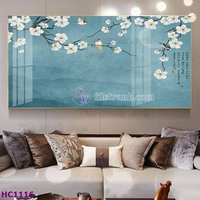 File tranh File tranh hoa và chim tối giản trung quốc HC1116 (gốc) in backlit film