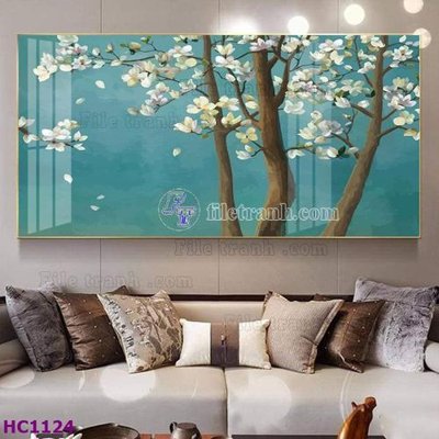 File PSD File tranh hoa và chim tối giản trung quốc HC1124 (nguyên gốc) chất lượng cao