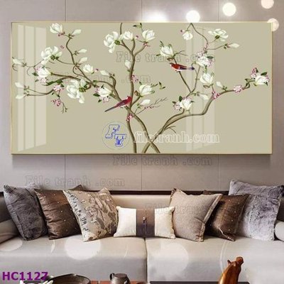 File in lụa File tranh hoa và chim tối giản trung quốc HC1127 (chất lượng cao) File tranh hoa và chim tối giản trung quốc HC1127