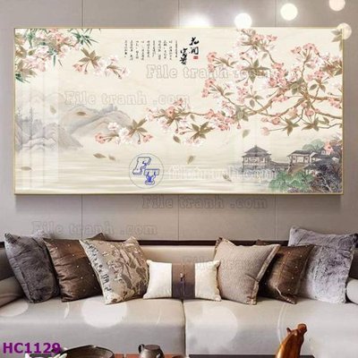 File gốc File tranh hoa và chim tối giản trung quốc HC1129 (in ấn) màu sắc trung thực