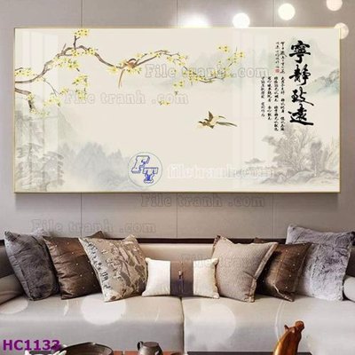 Tải file File tranh hoa và chim tối giản trung quốc HC1133 (ảnh gốc) file AI/EPS