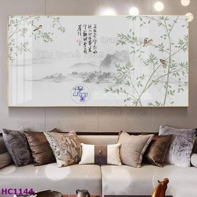 File ảnh gốc File tranh hoa và chim tối giản trung quốc HC1144 (chuyên in mica)