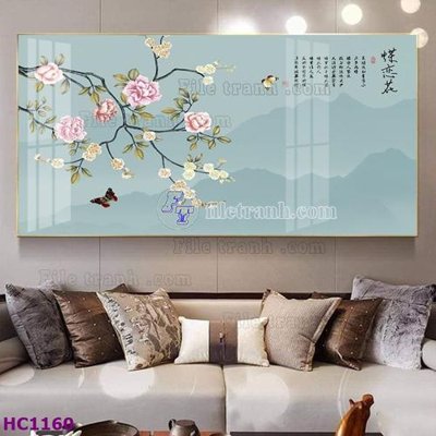 File PSD File tranh hoa và chim tối giản trung quốc HC1160 (bản gốc) cho nhà in