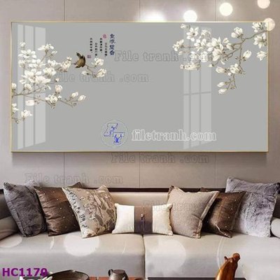 File PSD File tranh hoa và chim tối giản trung quốc HC1170 (bản gốc) dễ dàng edit