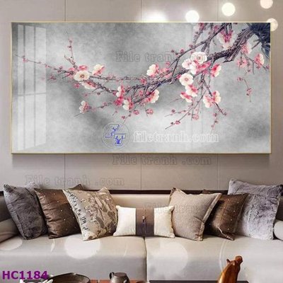 Tải file File tranh hoa và chim tối giản trung quốc HC1184 (gốc) để in ấn ngay