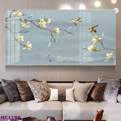 File gốc in ấn File tranh hoa và chim tối giản trung quốc HC1189 độ phân giải cao