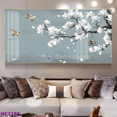 File gốc File tranh hoa và chim tối giản trung quốc HC1191 (in ấn) không giới hạn