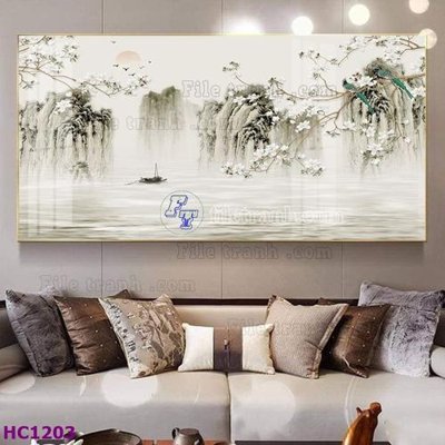 File in ấn File tranh hoa và chim tối giản trung quốc HC1203 chuyên nghiệp