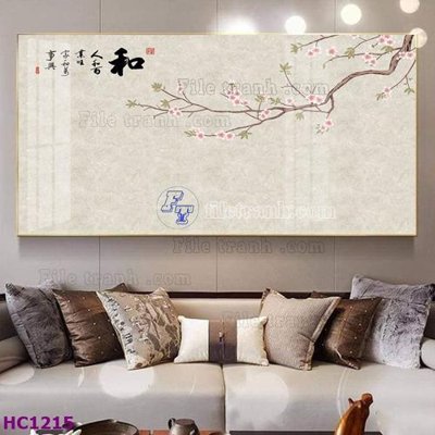 Tải file File tranh hoa và chim tối giản trung quốc HC1215 (PSD) cho in tranh 3D