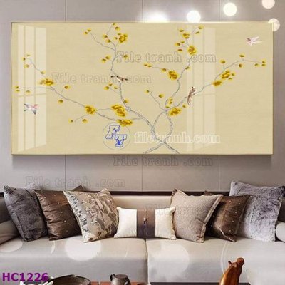 Tải file tranh gốc File tranh hoa và chim tối giản trung quốc HC1226 chất lượng cao