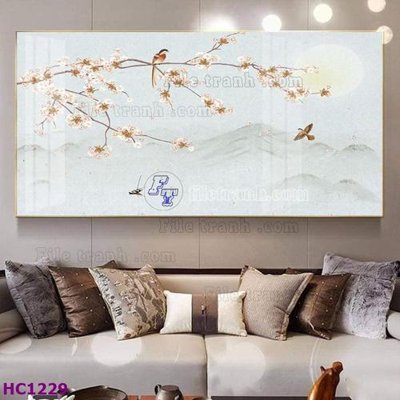 File tranh trang trí File tranh hoa và chim tối giản trung quốc HC1229 (tải file gốc)