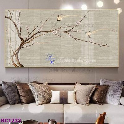 File gốc File tranh hoa và chim tối giản trung quốc HC1233 (trang trí) phòng trẻ em