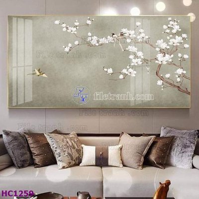 Download file gốc File tranh hoa và chim tối giản trung quốc HC1259 (in mica) 3D