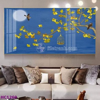 File gốc File tranh hoa và chim tối giản trung quốc HC1260 (phong cách) tối giản