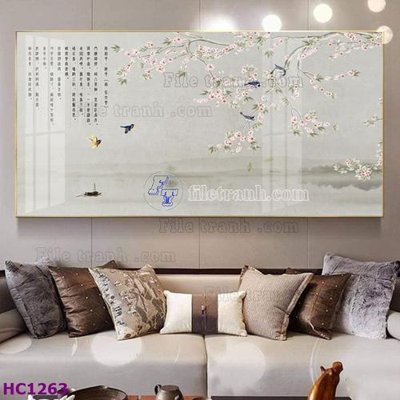 File tranh gốc File tranh hoa và chim tối giản trung quốc HC1263 (sắc nét từng chi tiết)