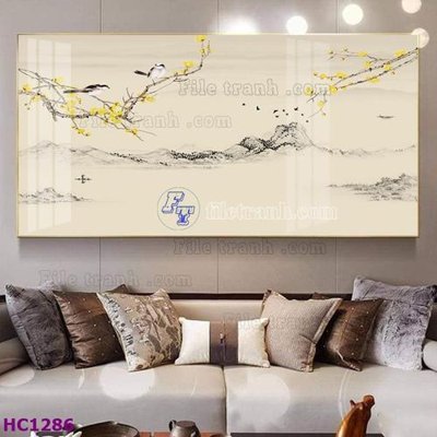 Download file gốc File tranh hoa và chim tối giản trung quốc HC1286 (in mica) trong suốt