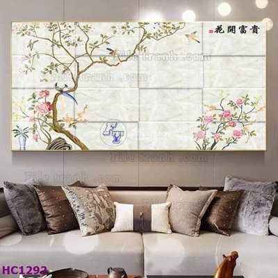 File ảnh File tranh hoa và chim tối giản trung quốc HC1292 (gốc) in Hiflex